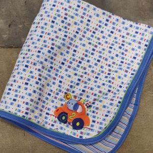 Lamaze Receiving Blanket Rainbow Stripe Alphabet Car